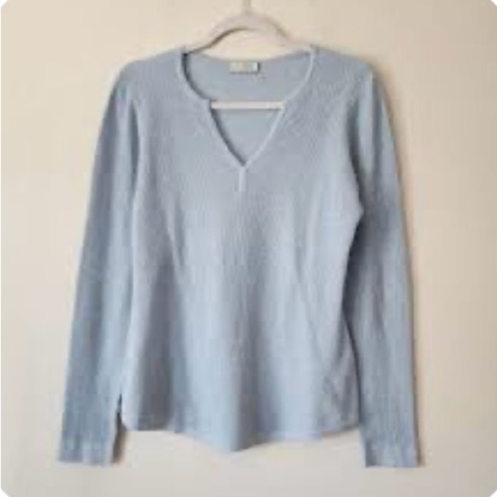 Kinross Light Blue Crew Neck, V Neck Cashmere Sweater, XS